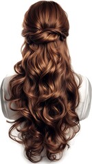 Naklejka premium Long brown wavy hairstyle, studio