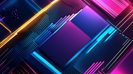 Fototapeta premium Abstract Neon Geometric Shapes Design with Bright Colors
