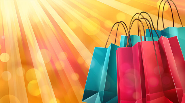 Colorful shopping bags sitting on a soft pastel background, shopping, bags, pastel, background, colorful
Shopping bags in the concept of online shopping in 3D illustration style on a colorful backgrou