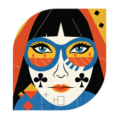 Poker head illustration of flat style