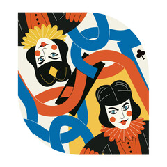Naklejka premium Flat Style Gambling Card Characters Illustrations