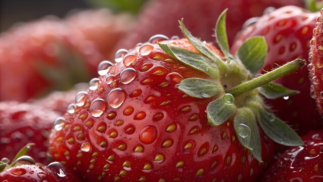 High resolution close up of fresh juicy strawberri