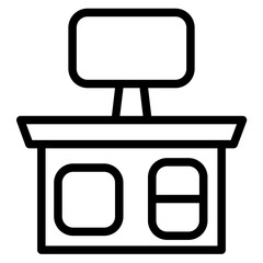 Tv Table Drawer Line Icon