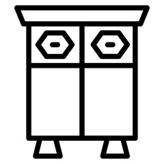 Cupboard Wood Interior Line Icon