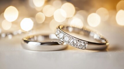 Sparkling Symbol of Love: Close-up of Elegant Wedding Rings