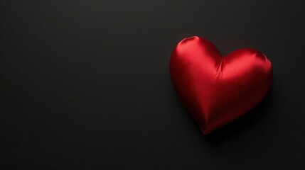 A single crimson heart rests on a dark background, a symbol of affection and romance.