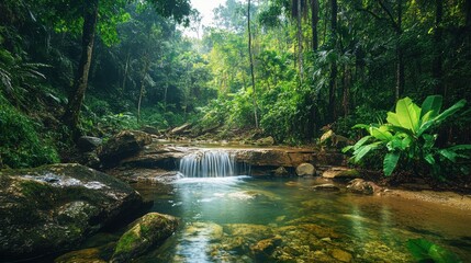 Fototapeta premium Mysterious Allure: Southeast Asia's Tropical Jungles in August