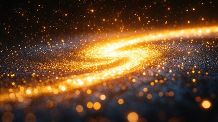 Obraz premium Golden spiral galaxy, cosmic dust, dark space, background, design