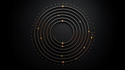 Elegant Circular Art Design with Gold Accents on a Dark Background for Modern Interiors