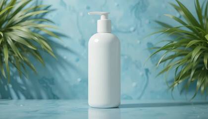 Unbranded shampoo bottle with no label, ideal for hair care product marketing