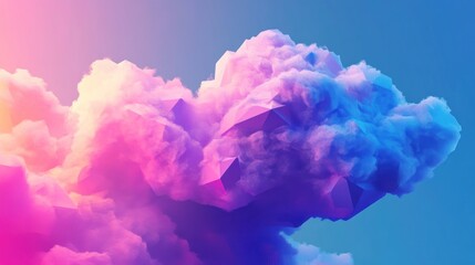 Low-poly colorful cloud formation against a pastel sky.