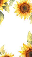 綺麗系ひまわりイラストフレーム