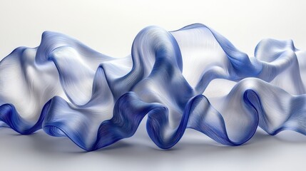 Obraz premium Flowing Blue and White Abstract Wave Form with Smooth Curves and Gentle Movement