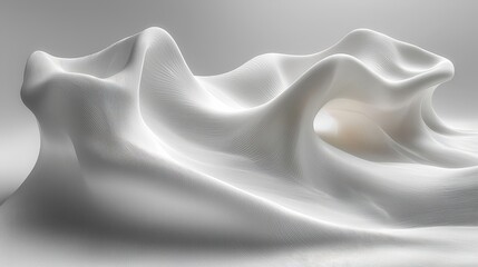 Obraz premium Abstract White Flowing Fabric Texture with Smooth Curves and Waves on Light Background