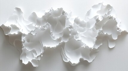 Abstract White Sculpture in Flowing Form with Intricate Texture and Dimension for Art Display