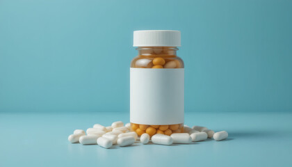 Unbranded pill bottle with no label, ideal for pharmaceutical and healthcare marketing