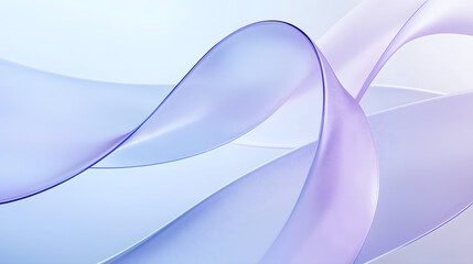 A smooth, flowing abstract design with translucent, ribbon-like shapes in shades of light purple and blue