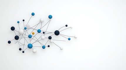 Abstract Connection Node Structure with Colorful Spheres on Light Background