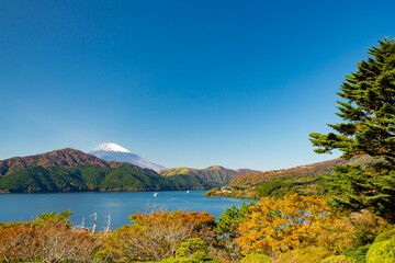 Mount Fuji, Japan. Lake Ashi view in Hakone	