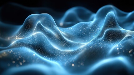 Obraz premium Abstract Waves of Light with Glowing Particles against a Dark Background in Digital Art