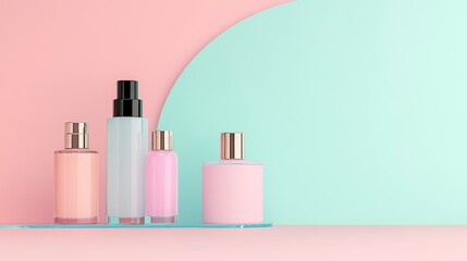 Ultra Modern Perfume Display in Pastel Colors and Minimalist Style
