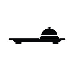 Silhouette vector illustration of a room service tray and bell icon. white background
