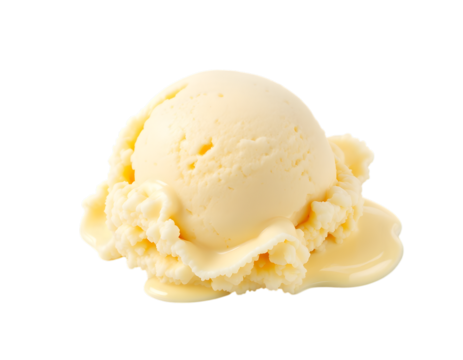 Close-up Shot of a Creamy Vanilla Ice Cream Scoop Melting on a Black Backdrop