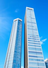 Two modern tall buildings in bangkok thailand against blue sky skyscraper city building skyscraper downtown business architecture cityscape