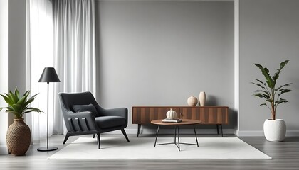 Stylish Japandi Interior Design A Modern Living Room A Sleek Accent Armchair