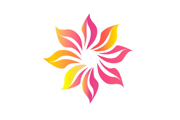 Obraz premium Abstract, circular floral pattern with vibrant gradient petals, exuding creativity and color.