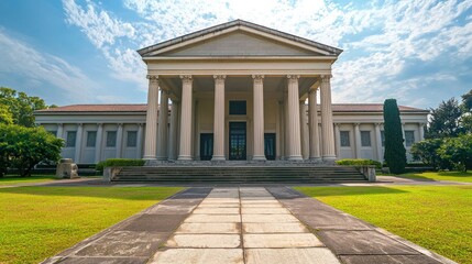 Obraz premium A stately neoclassical museum with symmetrical design and large columns