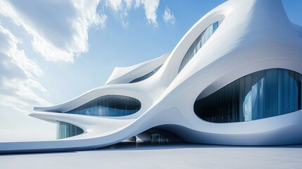 Naklejka premium A futuristic abstract building with a unique flowing design