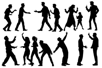 shadow shilloute People  are showing quarrel gesture Yelling at each other