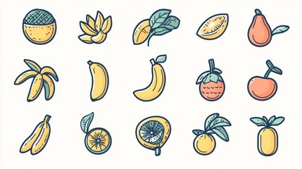 Cute fruits arrangement for nutrition education materials and healthy recipe books