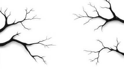 Obraz premium Black Branches on White Background Ideal for Minimalist Nature Themes and Artistic Designs