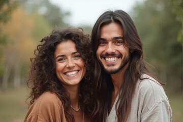 a photo of diverse couple smile at camera