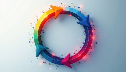 Animated circle with colorful arrows and lines , arrows, circles