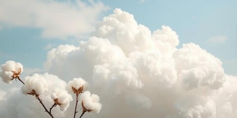 Soft and dreamy clouds sit against a pale blue sky, ideal for newborn photography sessions, background, cotton wool clouds, texture