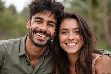 Fototapeta premium a photo of diverse couple smile at camera