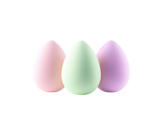 Vibrant still life, three colorful eggs on a dark background three