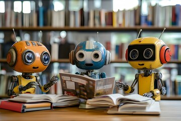 Fototapeta premium Intelligent robots the future of learning about educational technology that leverages artificial intelligence to enrich knowledge