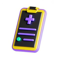 Fototapeta premium Colorful medical device or badge with a cross symbol and lines.