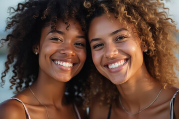 a photo of diverse couple smile at camera