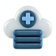 Obraz premium Cloud icon with medical cross and horizontal bars.