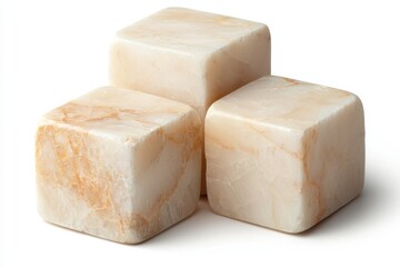 White marble cube on a white background, showcasing elegant design.