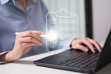 Business checklist quality certification document audit technology concept