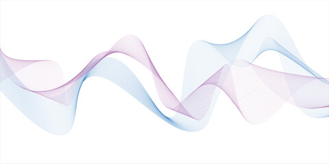 Abstract blue purple gradient flowing wave lines on white background. Modern colorful wavy lines pattern design element. Suit for poster, website, banner,