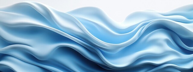 Fototapeta premium Captivating Waves of Blue Fabric Flowing Seamlessly, Creating a Dreamy and Serene Atmosphere