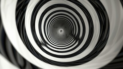 Fototapeta premium Abstract Pattern of Black and White Spiral Concentric Circles with Depth and Motion Effects