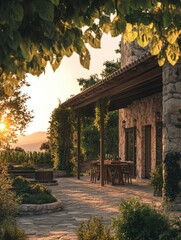 Fototapeta premium Patio with furniture under tree